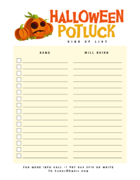 Orange Pumpkins Pastel Vintage Halloween Potluck Sign Up List Printable Ulotka (US Letter) template