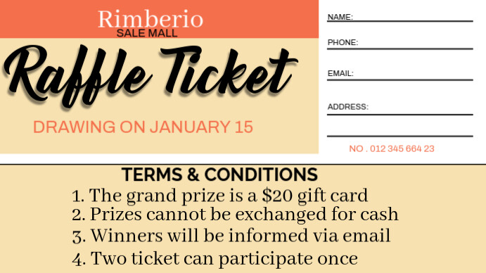 Orange Raffle Ticket Digital Display (16:9) Template | PosterMyWall