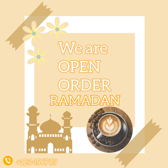 Orange Ramadan Food Instagram Post template
