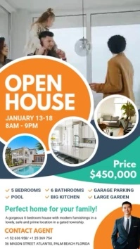 Orange Real Estate Open House Digital Display template