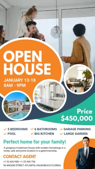 Open House Display Orange Real Estate Open House Digital Display Template | PosterMyWall