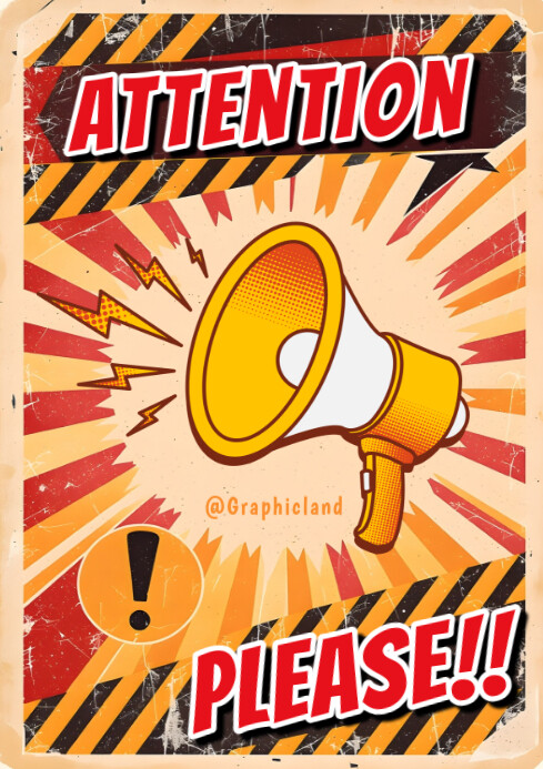 Orange red Modern & Minimal Attention Please A4 template
