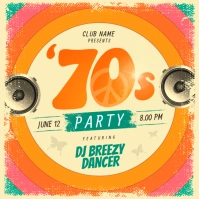 Orange Retro 70's Party Instagram Image template