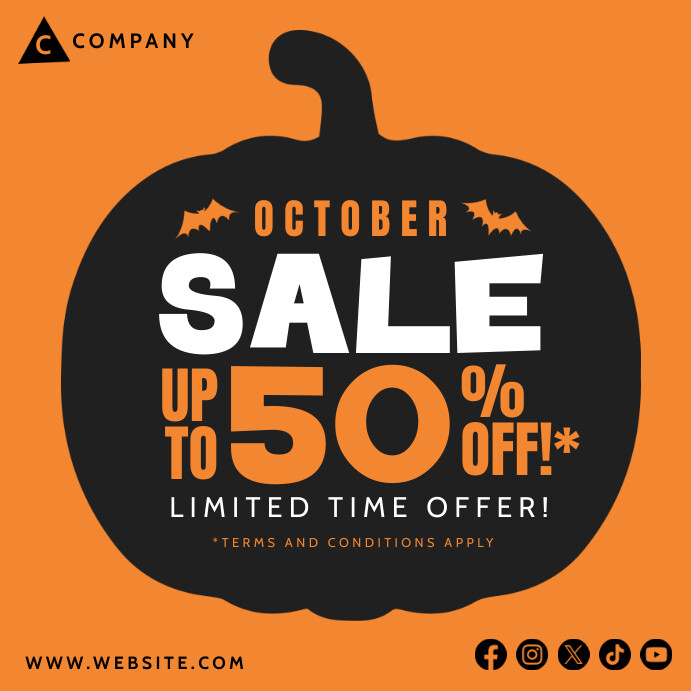 Orange sale halloween october ad template | PosterMyWall