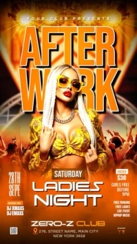 Orange  Saturday After Work Party Instagram Story template