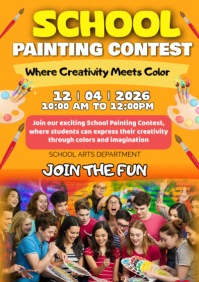 สีส้ม School Painting Contest A2 Template