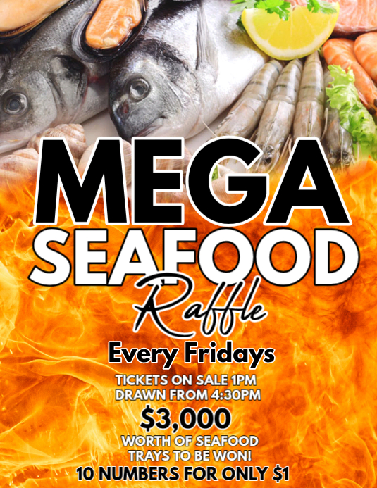 Australia Fish Raffle Copy of Orange Seafood Raffle Flyer | PosterMyWall