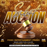 Orange Silent Auction Night Instagram Post Instagram-opslag template