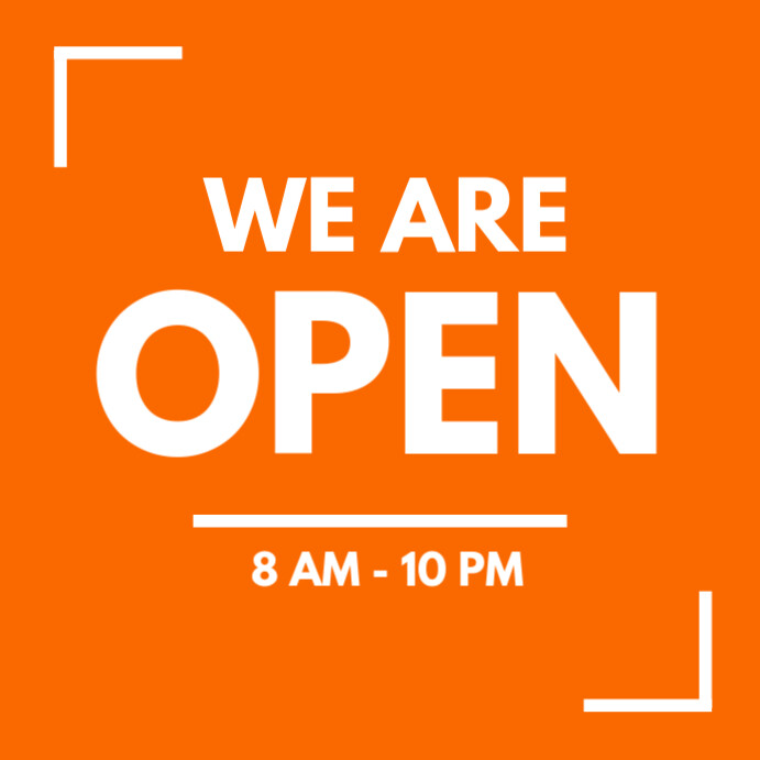 Orange Simple Fresh We are open Instagram Post template