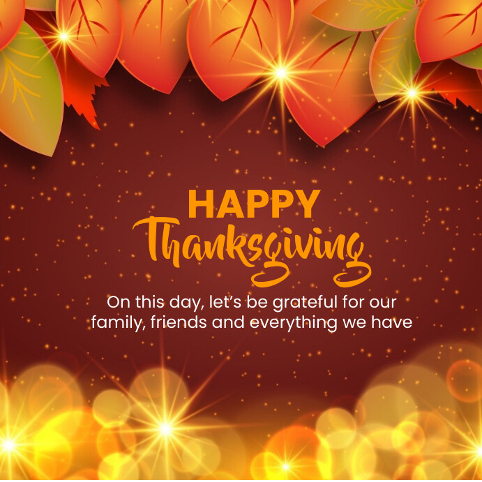 Orange Simple Happy Thanksgiving Facebook Pos template