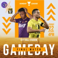 Orange simple soccer Game day Square (1:1) template