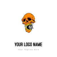 Orange Skull Biting 8 Billiard Ball Illustrat Logotipo template
