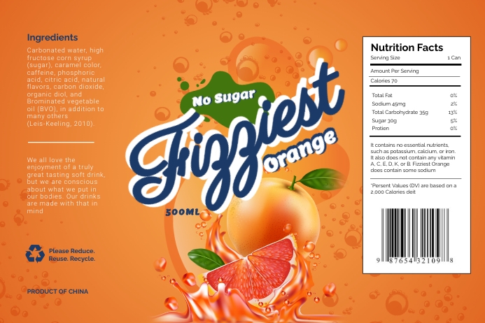 Label Botol Soda Jeruk Templat | PosterMyWall