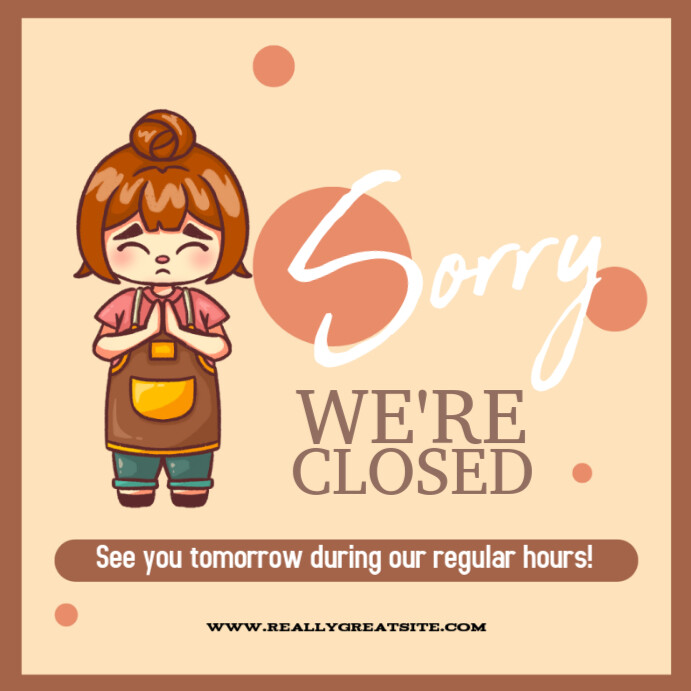 Orange  Sorry We Are Closed Instagram Post template