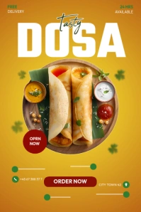 Orange South Indian Food Flyer Poster template