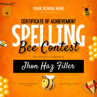 Jingga Spelling Bee Certificate Сообщение Instagram Template