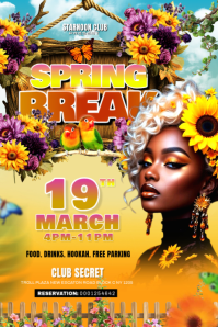 Orange Spring Break Party Template Poster