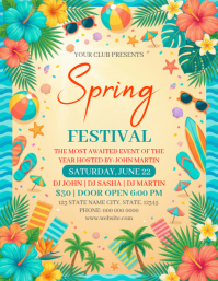 Orange Spring Festival Flyer Folheto (US Letter) template