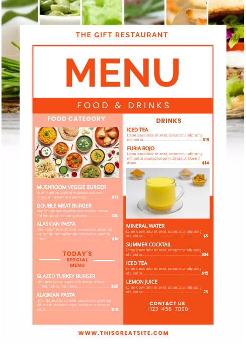 Orange Square Menu Food Ads Templat | PosterMyWall