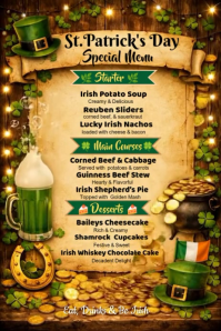 Orange St Patrick's Special Menu  Poster template