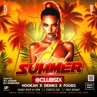 Orange Summer Tropical Party Flyer Instagram Post template
