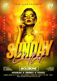 Orange Sunday Night Party Flyer A6 template