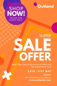 Orange Super Sale Offer Poster template