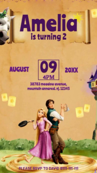 Orange Tangled Birthday Party Digitalt display Template