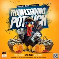 Orange Thanksgiving Fuindraising Instagram Post template
