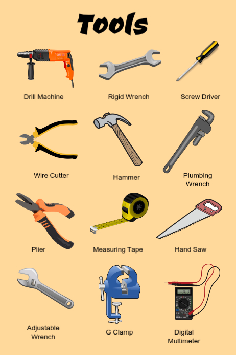 Orange Tools Posters Template | PosterMyWall