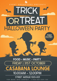 Orange Trick Or Treat Flyer  A3 template