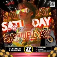 Orange tropical neon club party event design template Square (1:1)