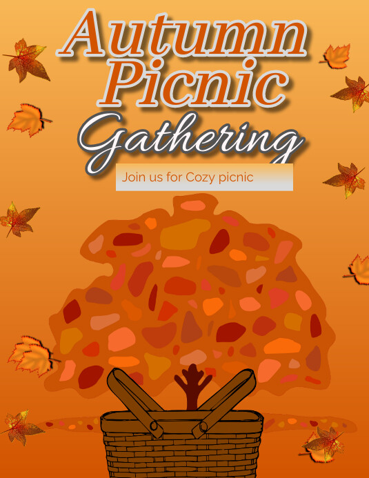 Orange Typographic Autumn Picnic Gathering Fl Template | PosterMyWall