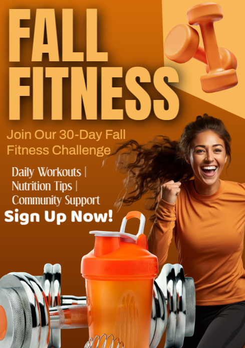 Orange Typographic Autumn Workout A1 template