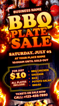 Orange Typographic Bbq Plate Sale Instagram Story template