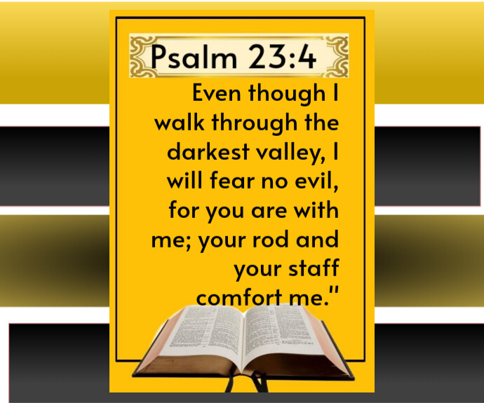 Orange Typographic Bible Verse Psalms 23:4 Medium Rectangle Retângulo médio template