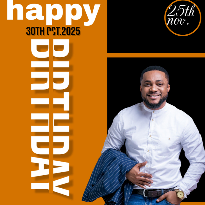 Orange Typographic Birthday Celebration Flyer Square Template ...
