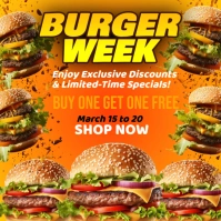 Orange Typographic Burger Week Shop Instagram Post template