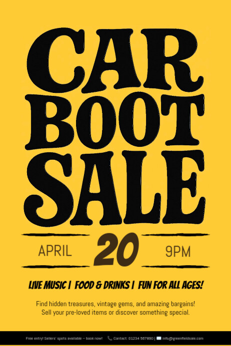 Orange Typographic Car Boot Sale Poster Poster Template PosterMyWall orange-typographic-car-boot-sale-poster-poster-template-postermywall