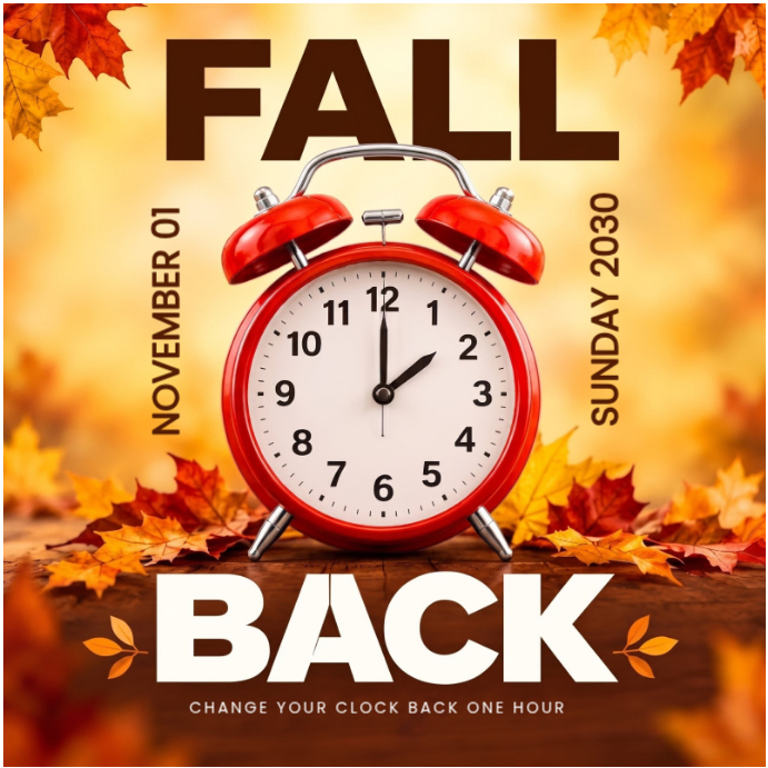 Orange Typographic Daylight Saving Time Reminder Instagram Post ...