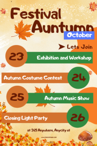 Orange Typographic Festival Auntumn Poster template