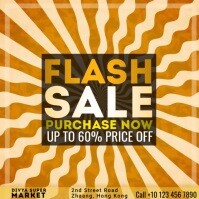 Orange Typographic Flash Sale  Square (1:1) template