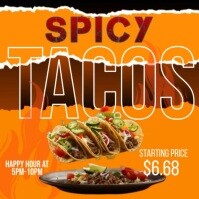 Orange Typographic Gnite Your Taste Buds With Spicy Tacos! Instagram Post template