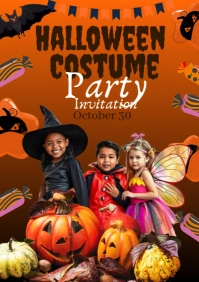 Orange Typographic Halloween Costume Party A1 template