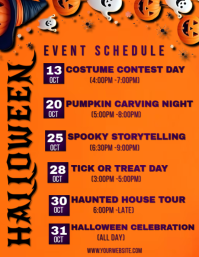 Orange Typographic Halloween Event Schedule  Flyer (us Letter) template