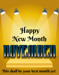 Orange Typographic Happy New Month November Design Template  Poster/wallboard 海报/墙板