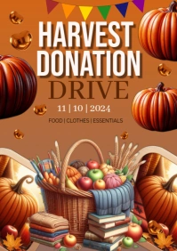 Orange Typographic Harvest Donation Drive A2 template