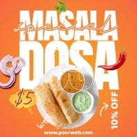 Orange Typographic Masala Dosa Ad Instagram Post template