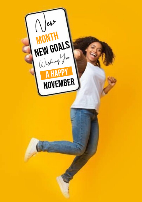 Orange Typographic November  A4 template