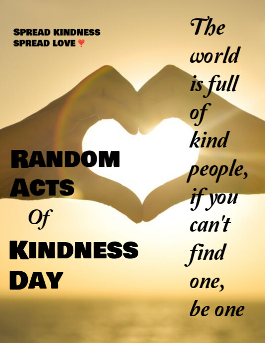 Orange Typographic Random Acts Of Kindness Day Flyer (us Letter ...
